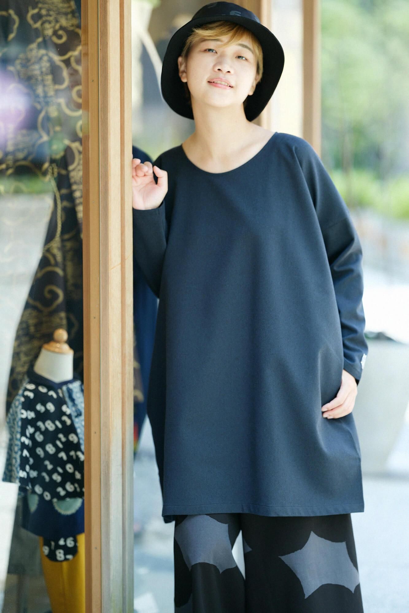 斜紋織W.L.P.長袖長版上衣／.暗藍色