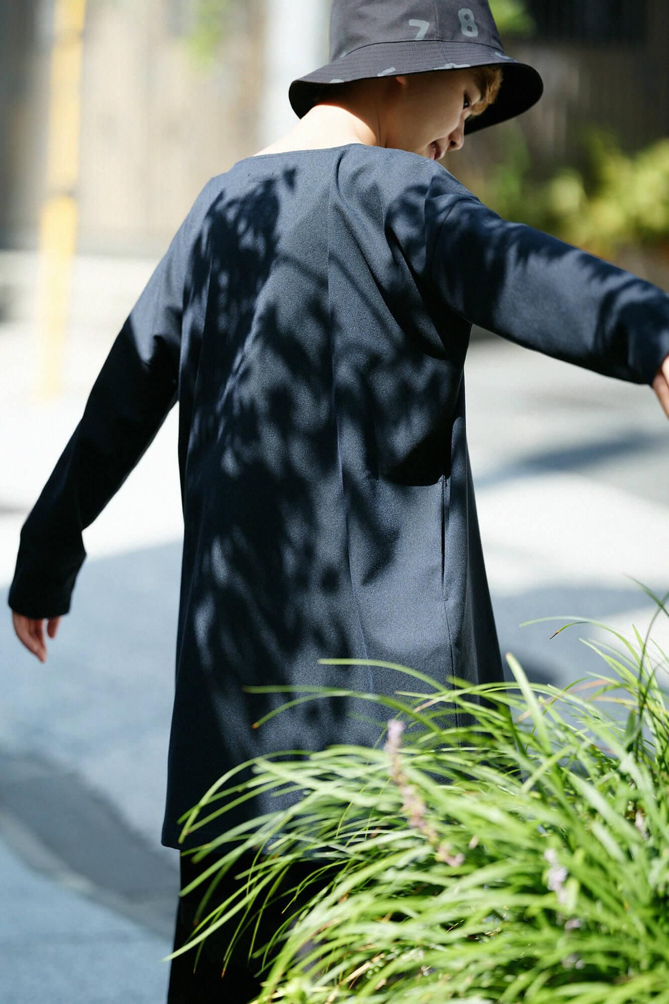 斜紋織W.L.P.長袖長版上衣／.暗藍色