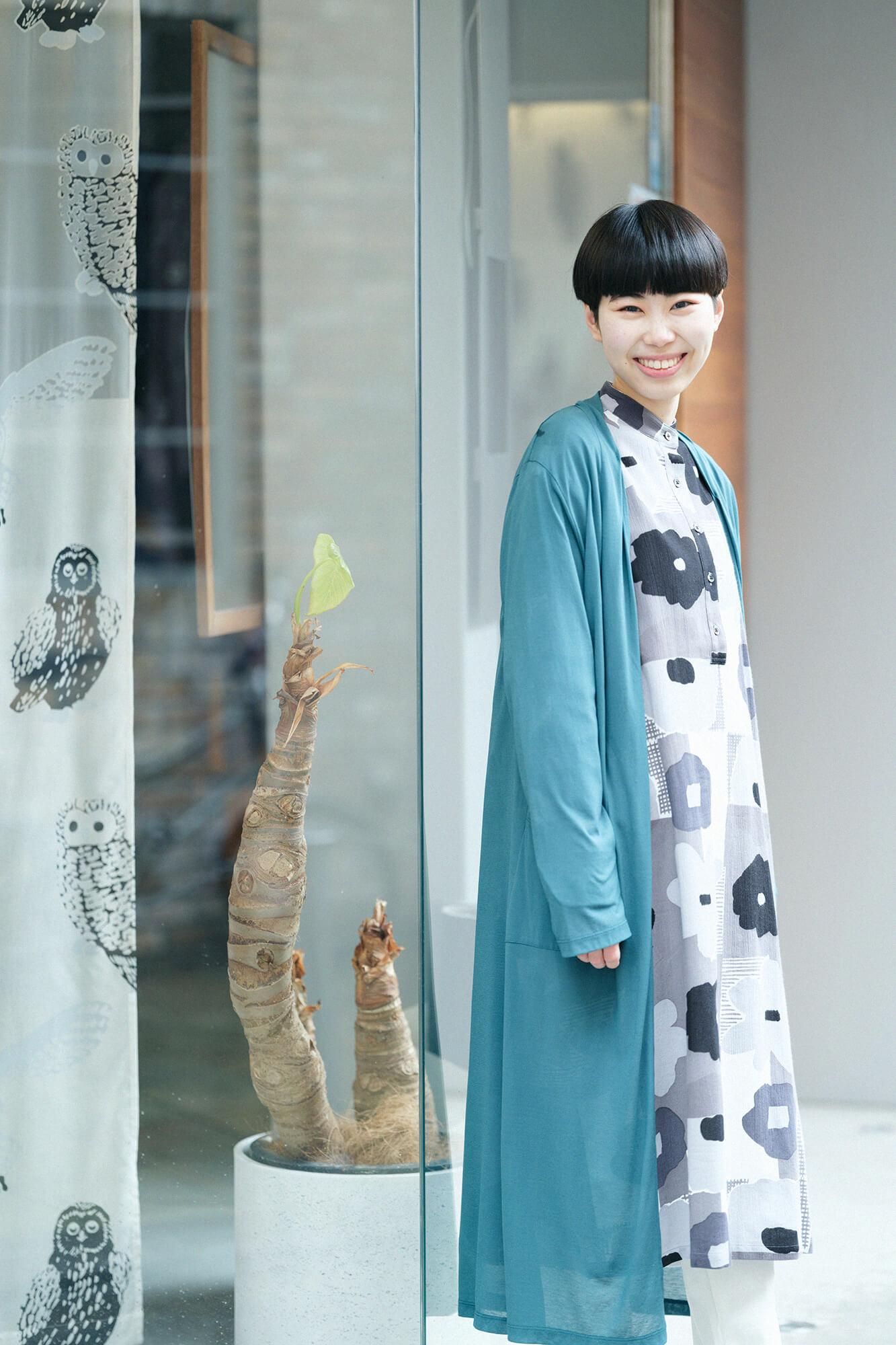 高島縮 20/20 H.N.グランシャツワンピース／おし花