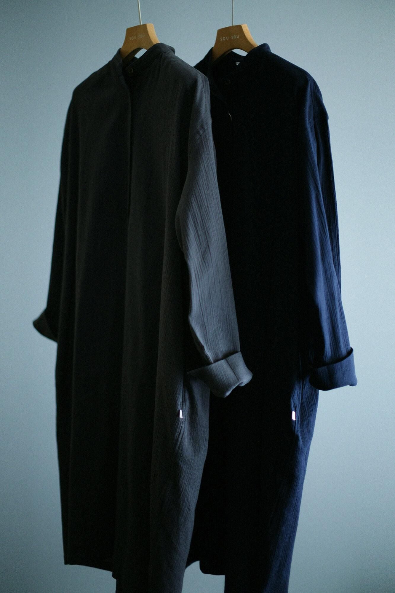 高島縮 20/20 H.N.グランシャツワンピース／濃鉛（こいなまり）