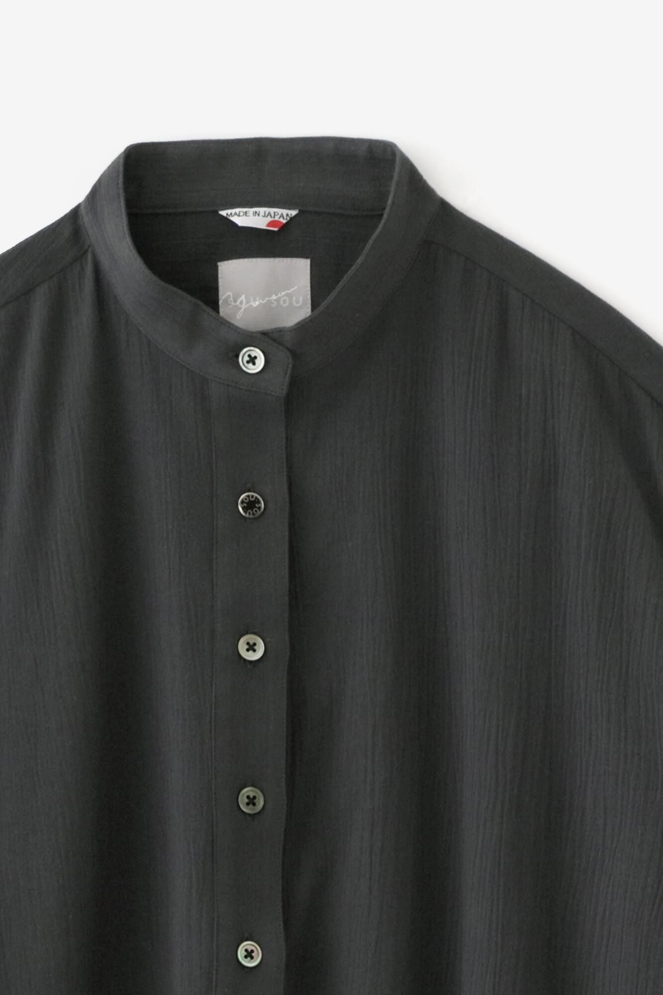 高島縮 20/20 H.N.グランシャツワンピース／濃鉛（こいなまり）