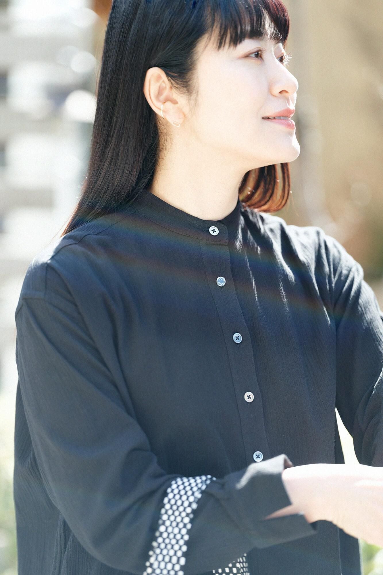 高島縮 20/20 H.N.グランシャツワンピース／濡羽色（ぬればいろ）