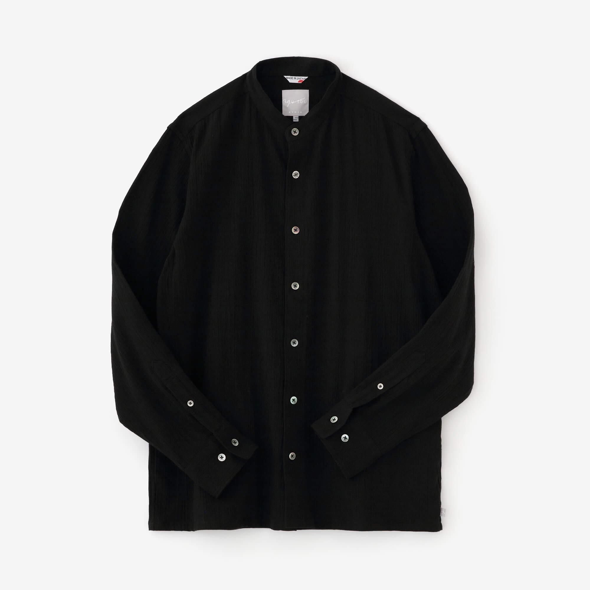 高島縮 20/20 スタンドカラーシャツ SP／濡羽色（ぬればいろ）