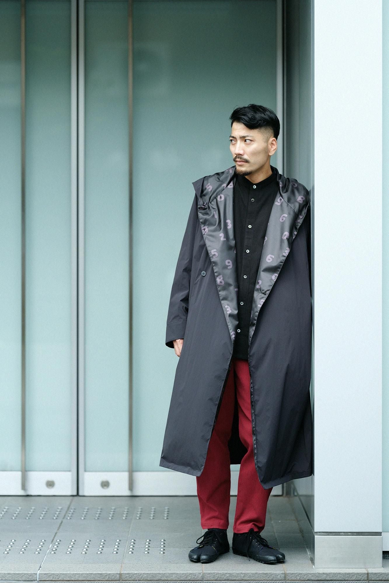 高島縮 20/20 スタンドカラーシャツ SP／濡羽色（ぬればいろ）