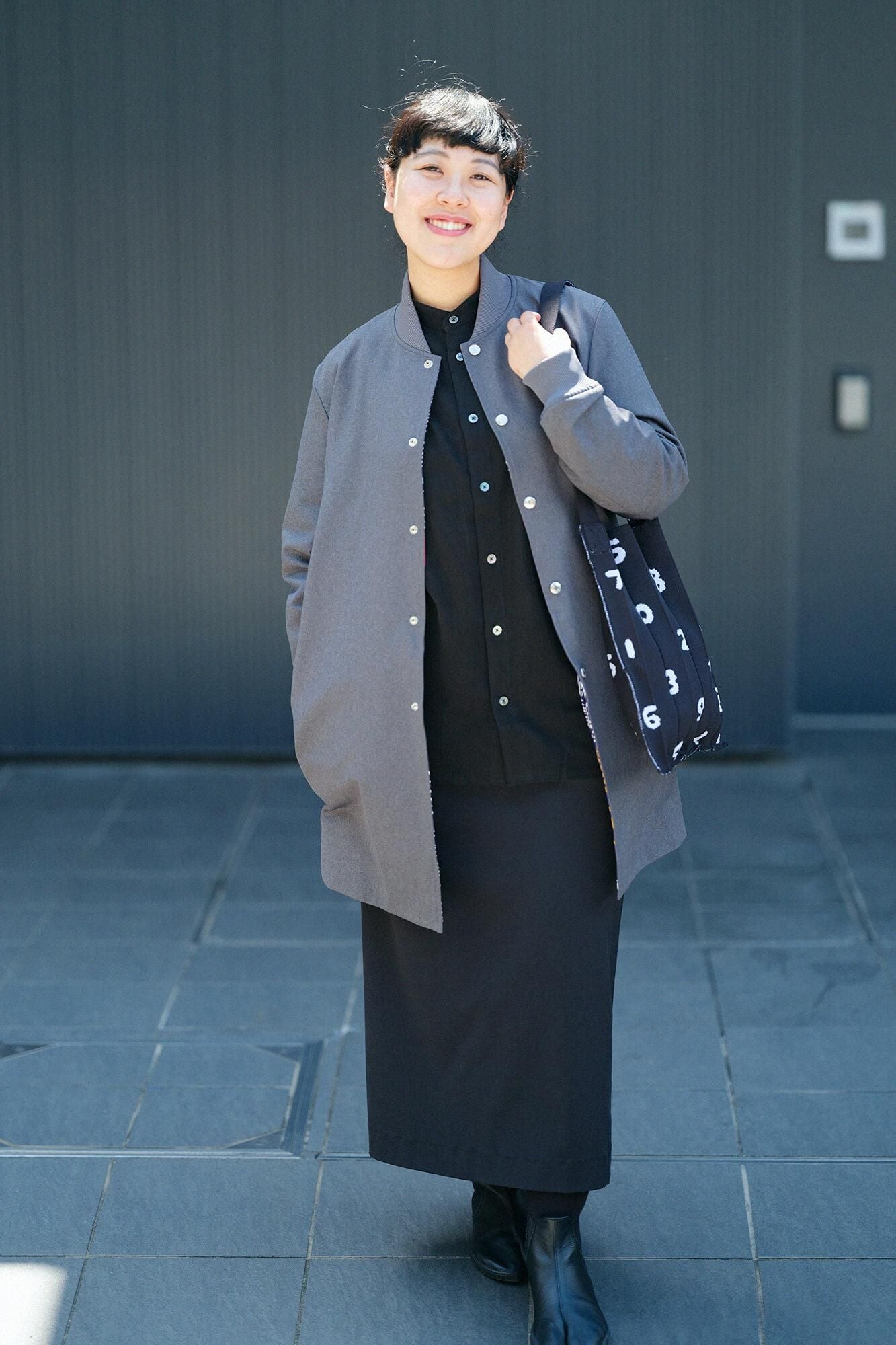 高島縮 20/20 スタンドカラーシャツ SP／濡羽色（ぬればいろ）