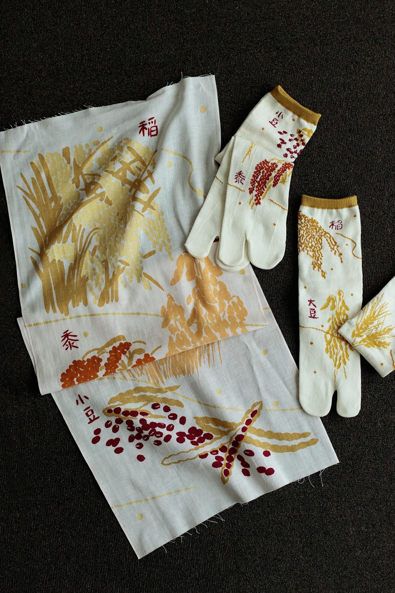 伊勢木綿 textile手ぬぐい／禾乃登（こくものすなわちみのる）