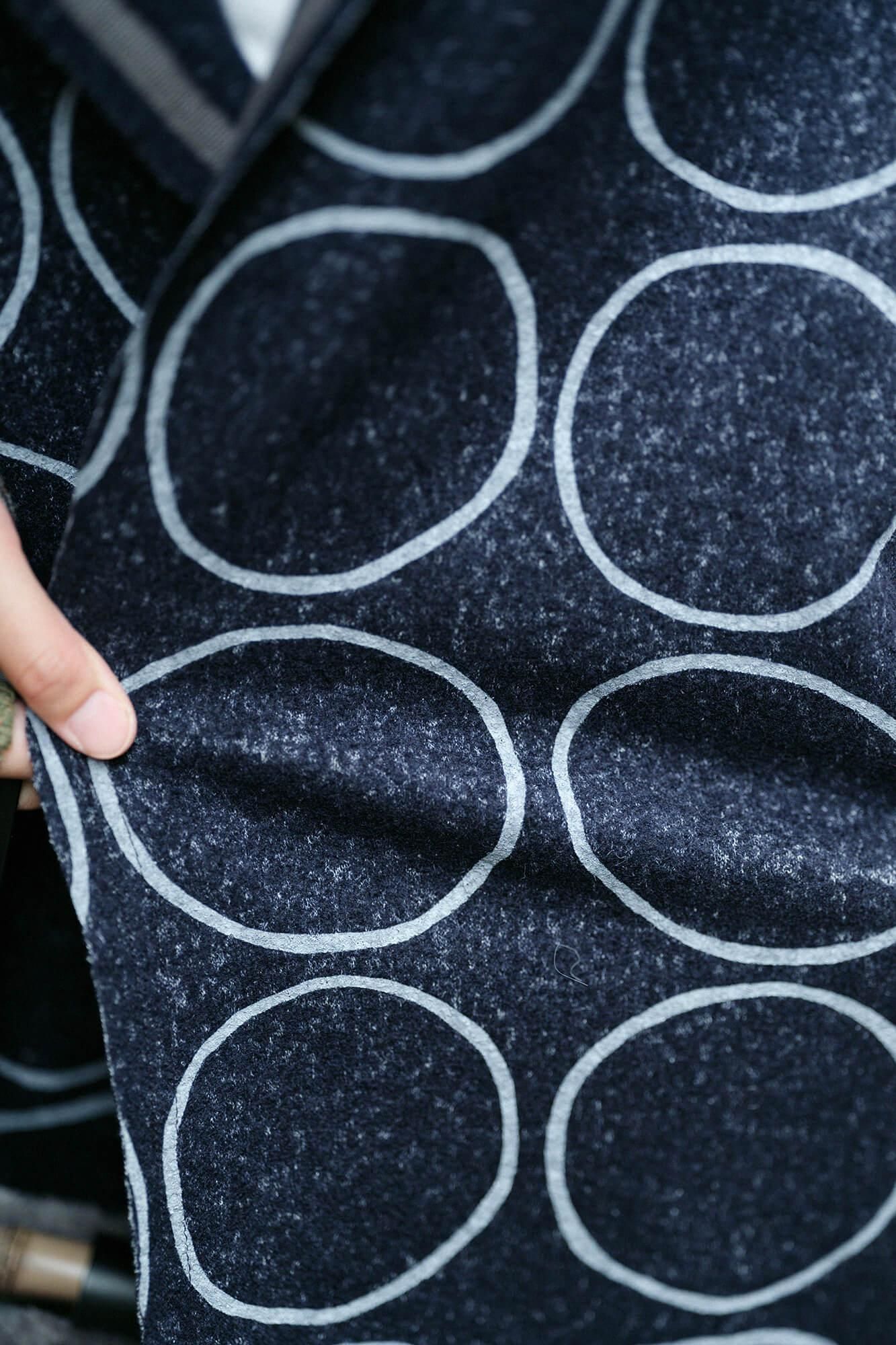 【net limited】Felted Boucle Saya Vest / Circles Dark Navy