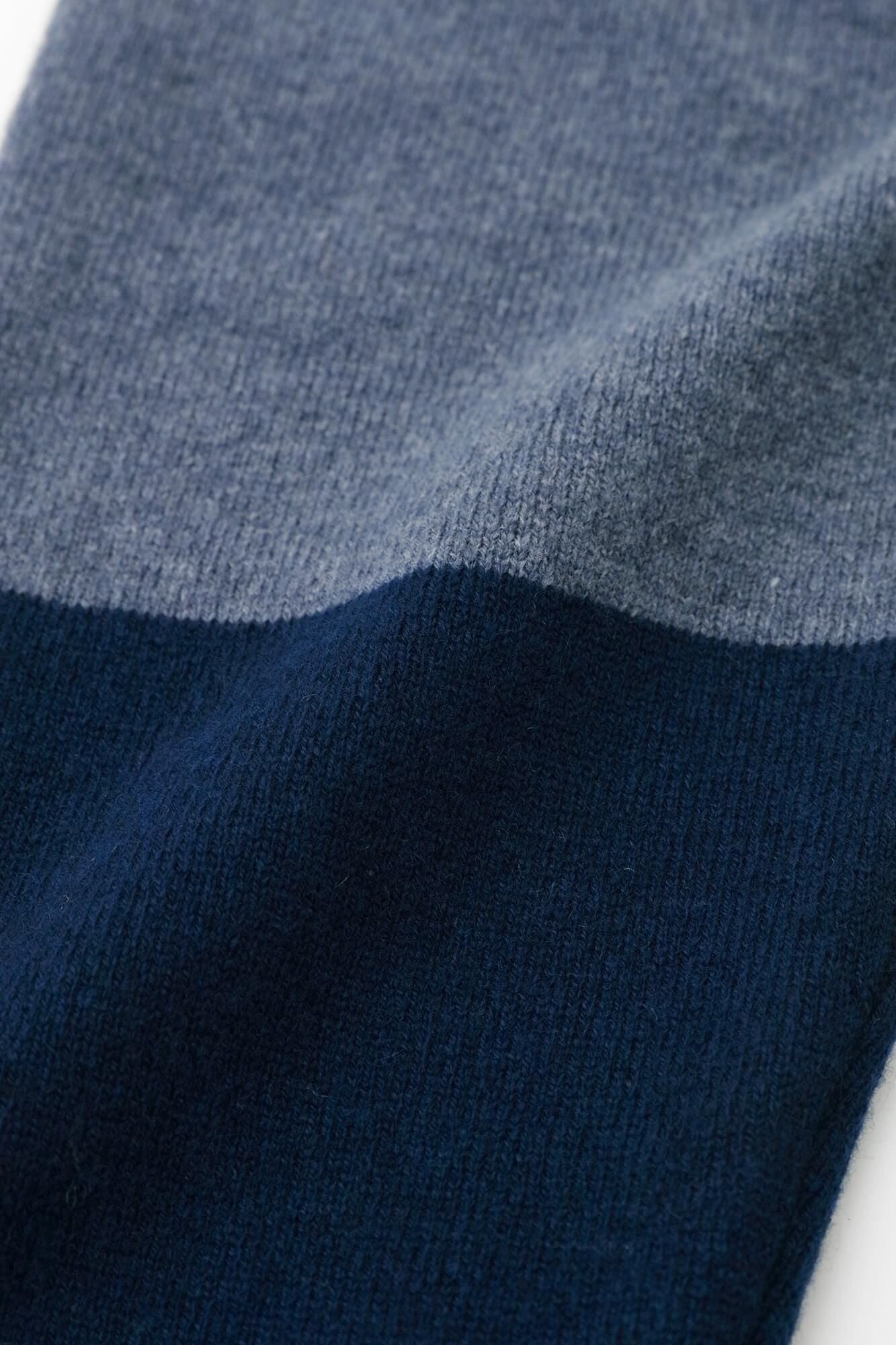 SOU・SOU×ALPHA羊絨雙色袖和裝針織衫／灰藍色衣身