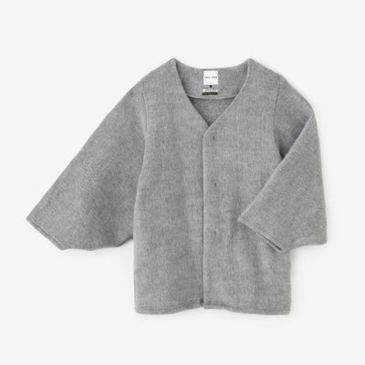 Imported Dual-layered Knit Naginata Earl Cardigan / Grey