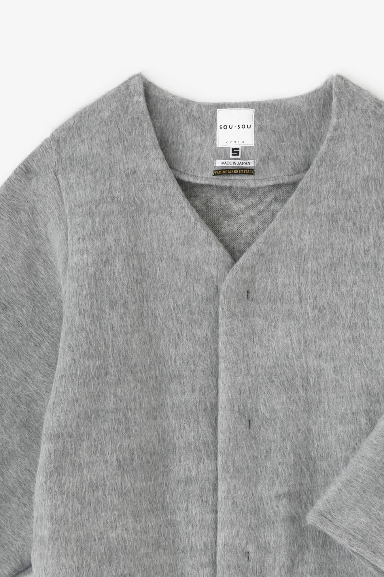 Imported Dual-layered Knit Naginata Earl Cardigan / Grey