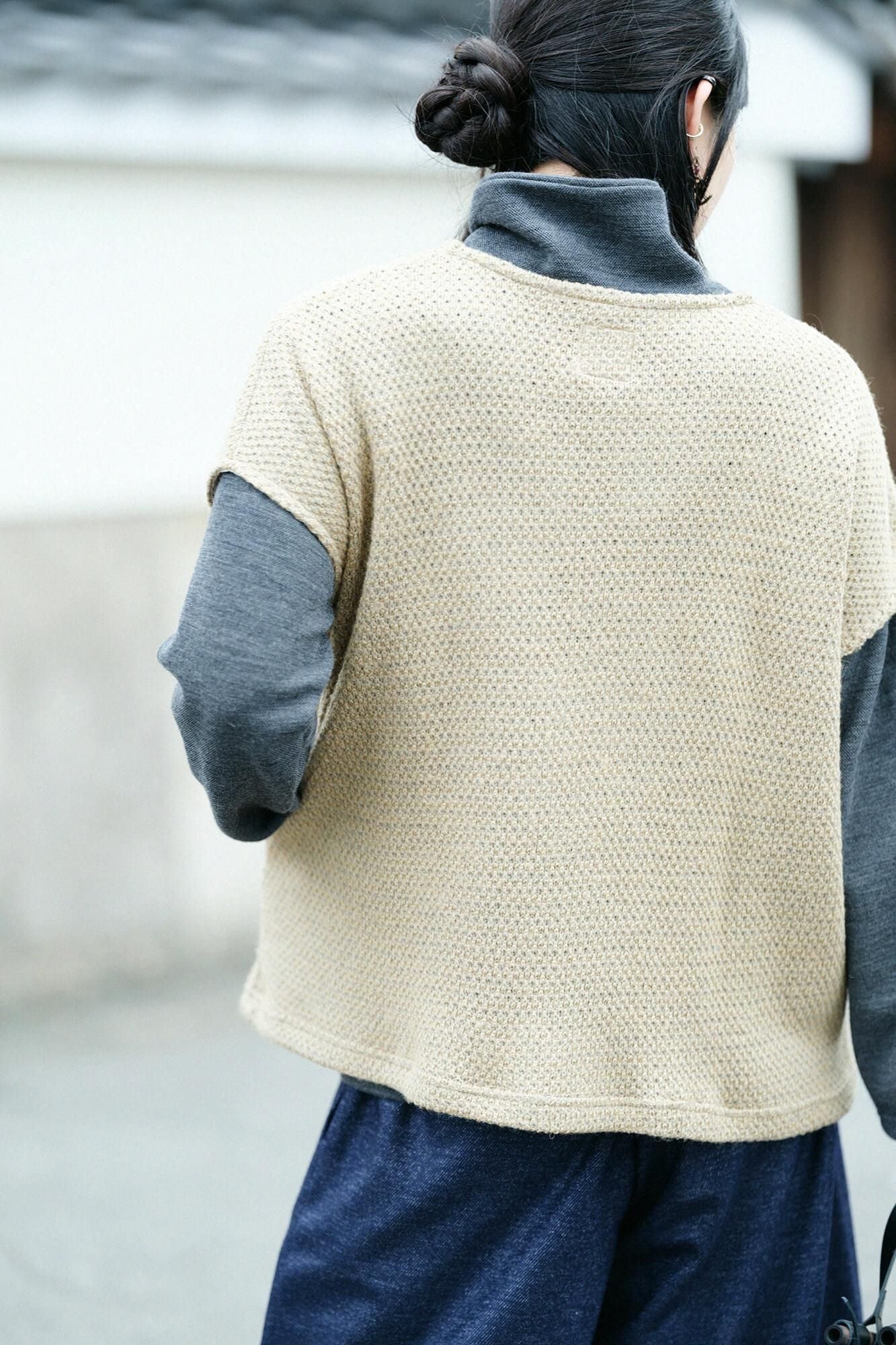 Knit Square Top Shoulder Line / Willow Green