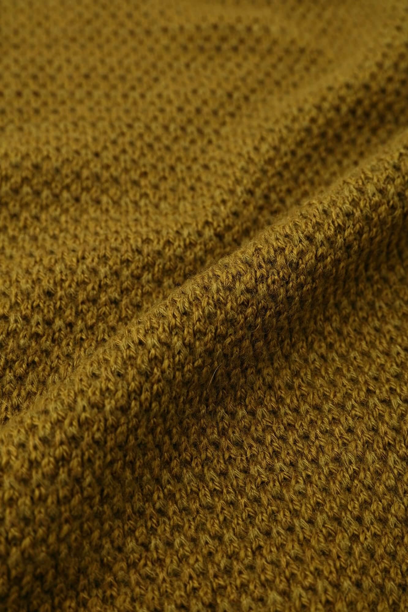 針織 方形上衣 肩線／棕綠色