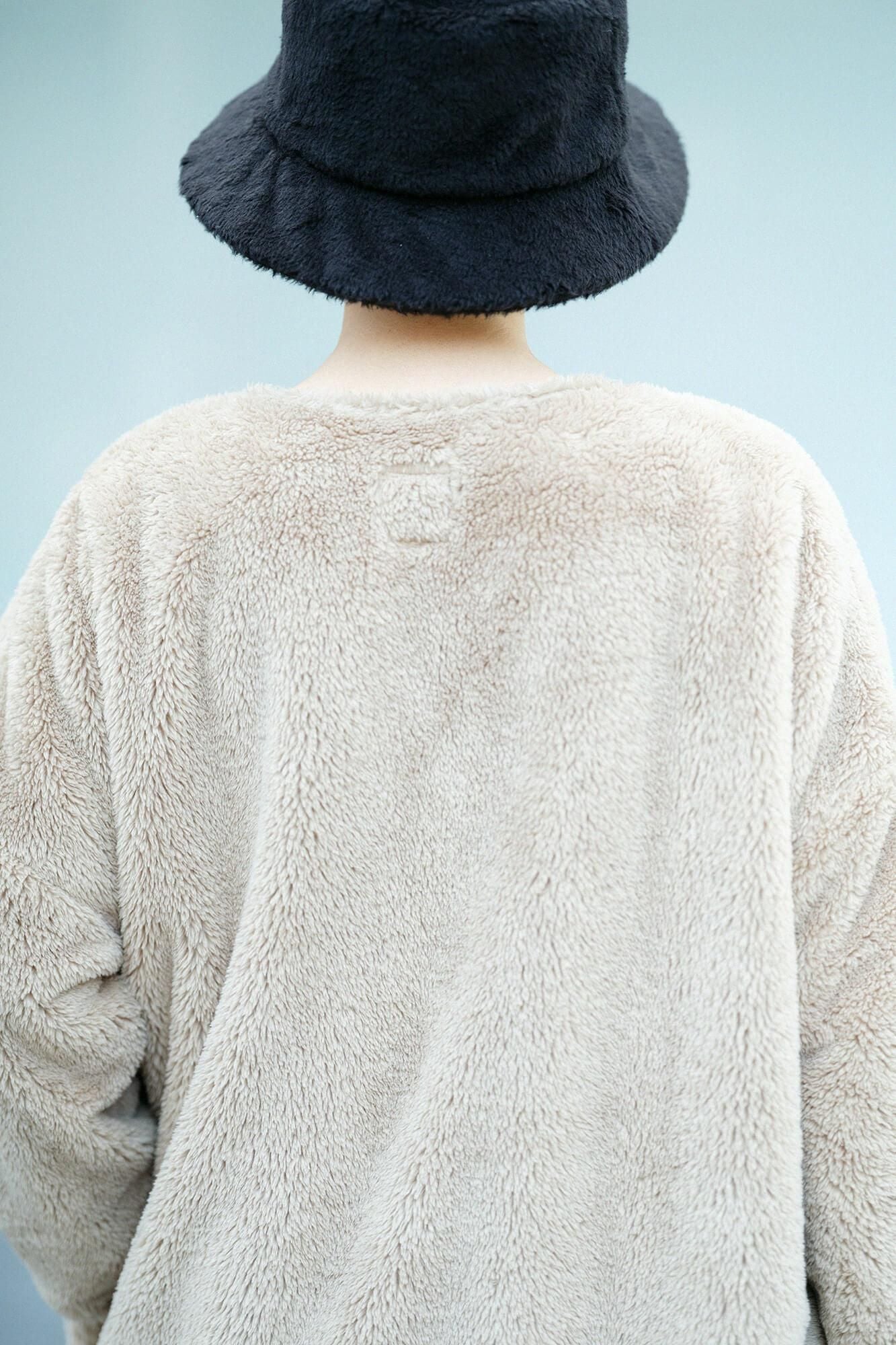 Boa V-neck Light Tunic Coat / Hazelnut Color