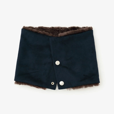 【預購】人造毛皮 雙面用短圍巾／暗藍色×棕色（※預計於12月9日左右發貨）