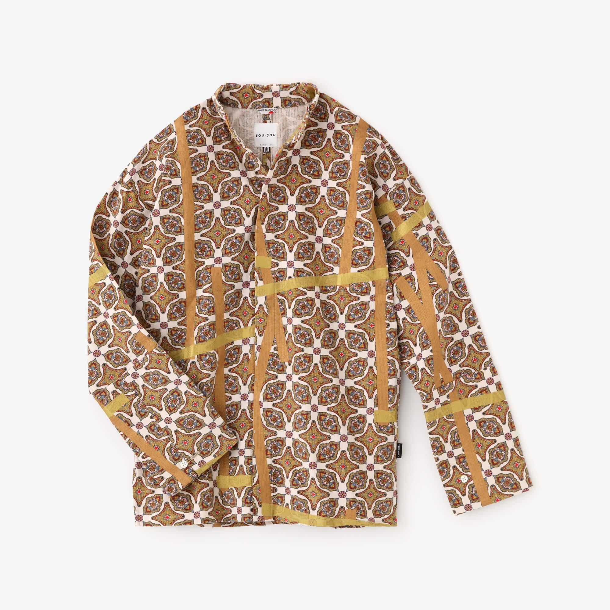 コール天 舶来文様（はくらいもんよう） 立衿（たちえり） 筒袖襯衣（つつそでしんい）／鳶（とび） 象牙色（ぞうげいろ）