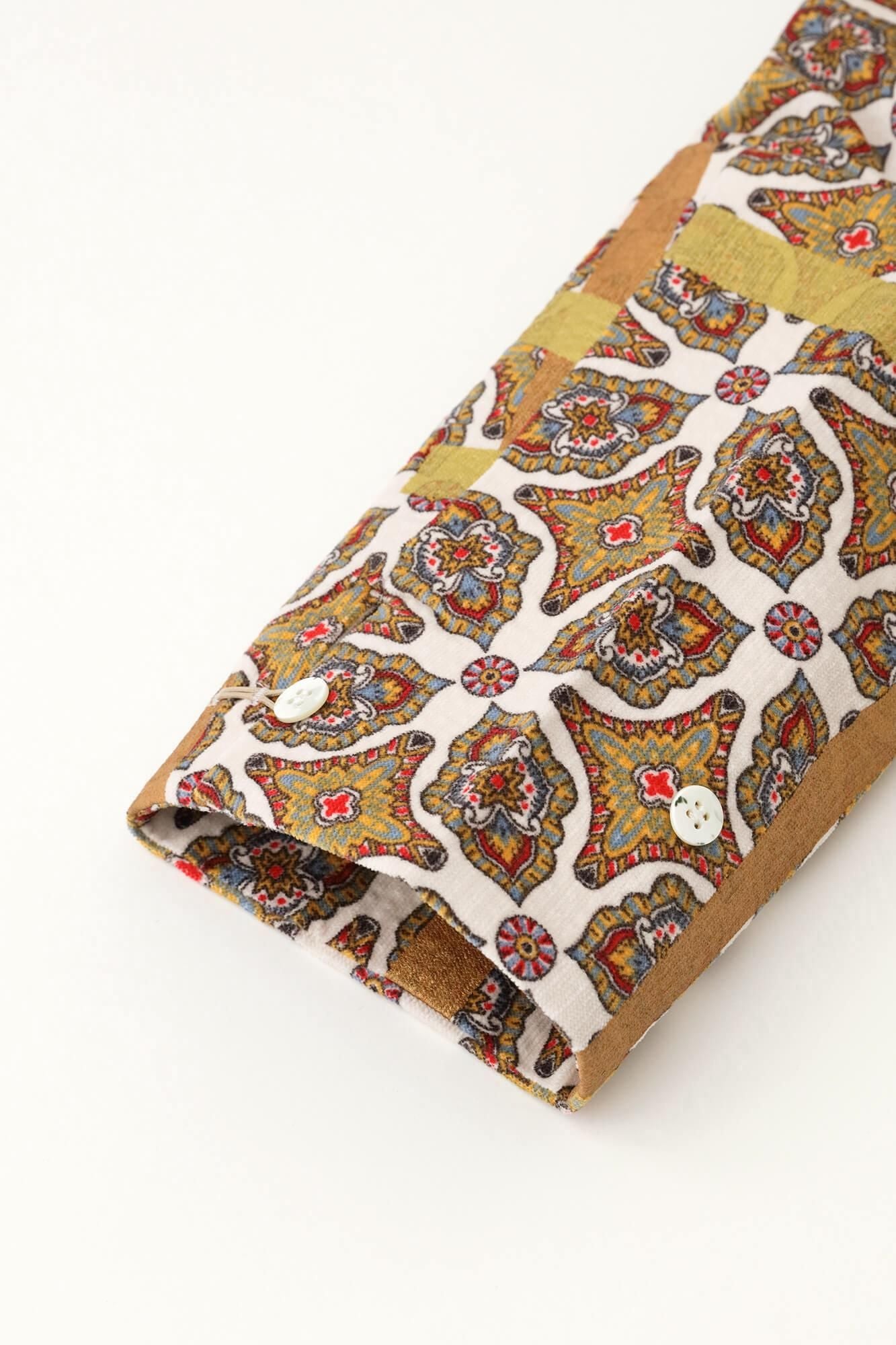 コール天 舶来文様（はくらいもんよう） 立衿（たちえり） 筒袖襯衣（つつそでしんい）／鳶（とび） 象牙色（ぞうげいろ）