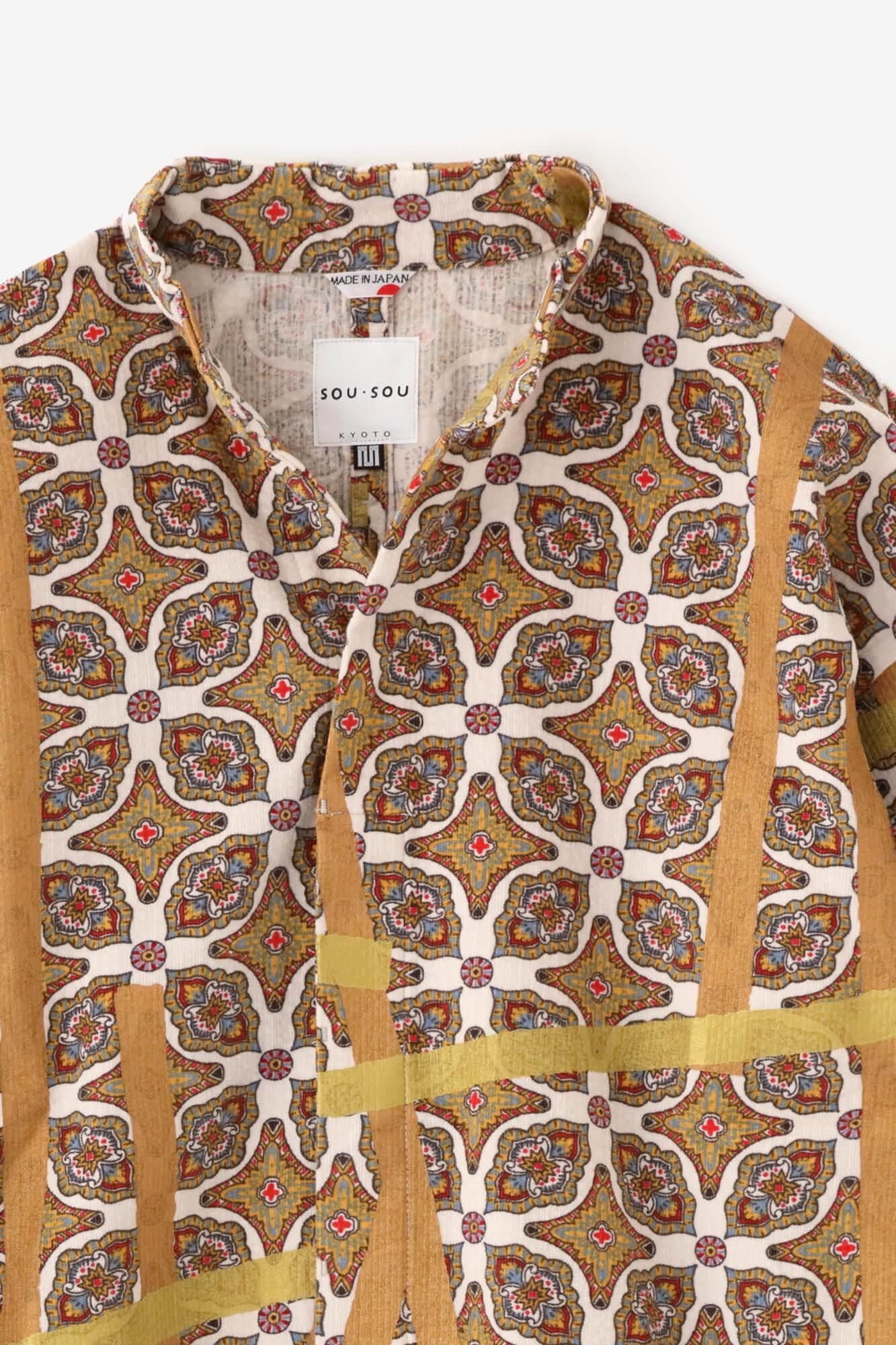 コール天 舶来文様（はくらいもんよう） 立衿（たちえり） 筒袖襯衣（つつそでしんい）／鳶（とび） 象牙色（ぞうげいろ）