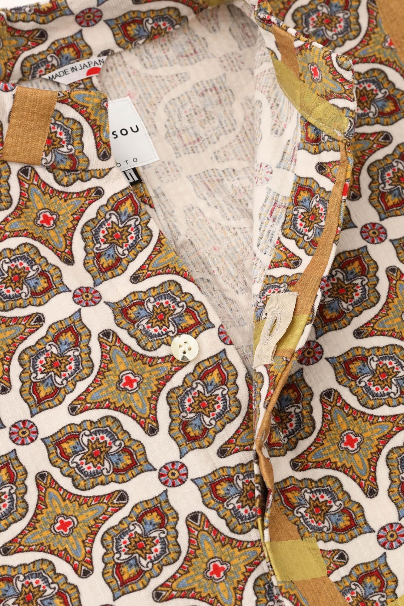 コール天 舶来文様（はくらいもんよう） 立衿（たちえり） 筒袖襯衣（つつそでしんい）／鳶（とび） 象牙色（ぞうげいろ）