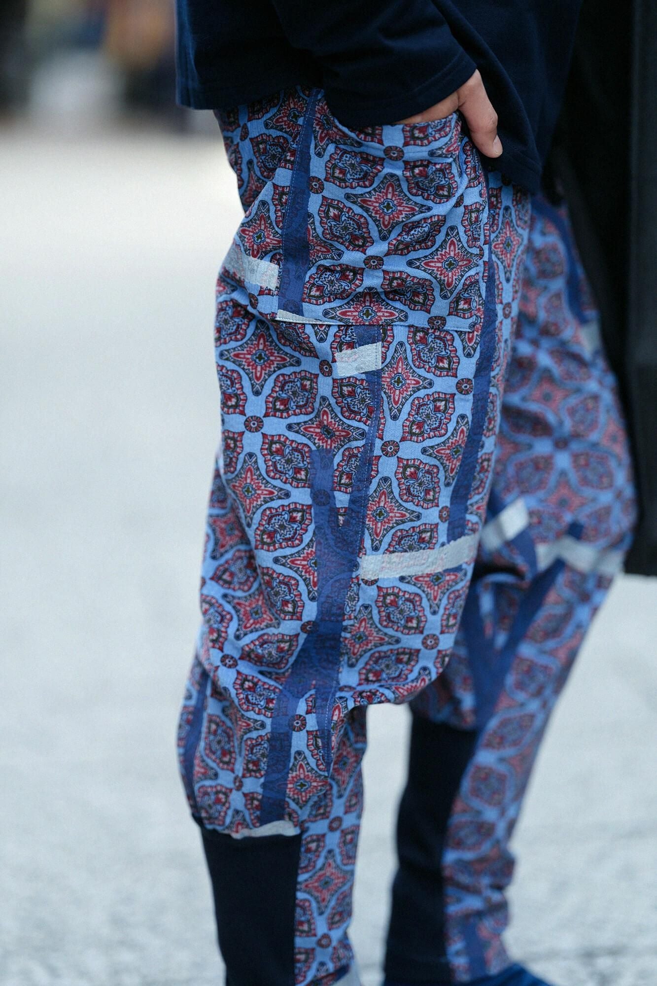 コール天 舶来文様（はくらいもんよう） 裁付（たっつけ）えんゆう穿き／鳶（とび） 水色鼠（みずいろねず）