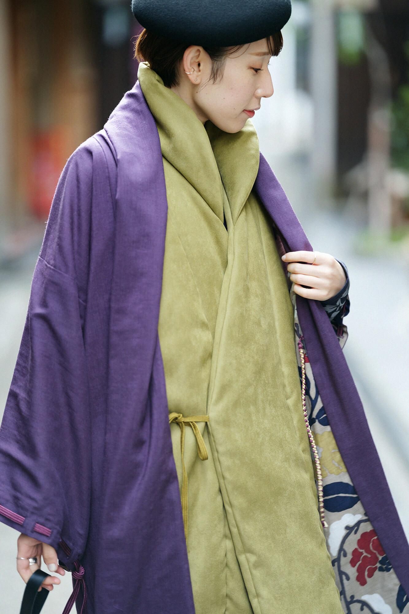 Mousseline, kyung, réversible, violet foncé, × snowmochi willow, camélia (mochi neige yanagi, tsubaki)