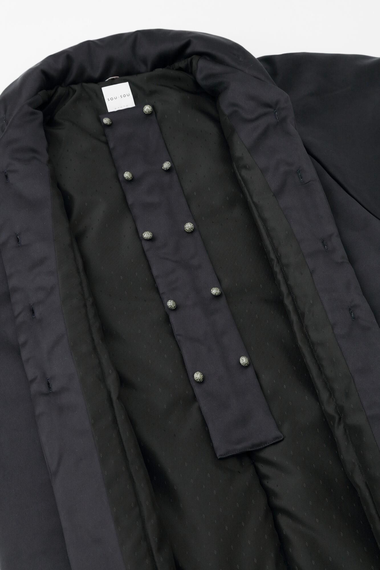 假nubuck，长chinbaori，Miyako袖子，衬里衬里，黑色和海军蓝色（黑色和海军蓝色）