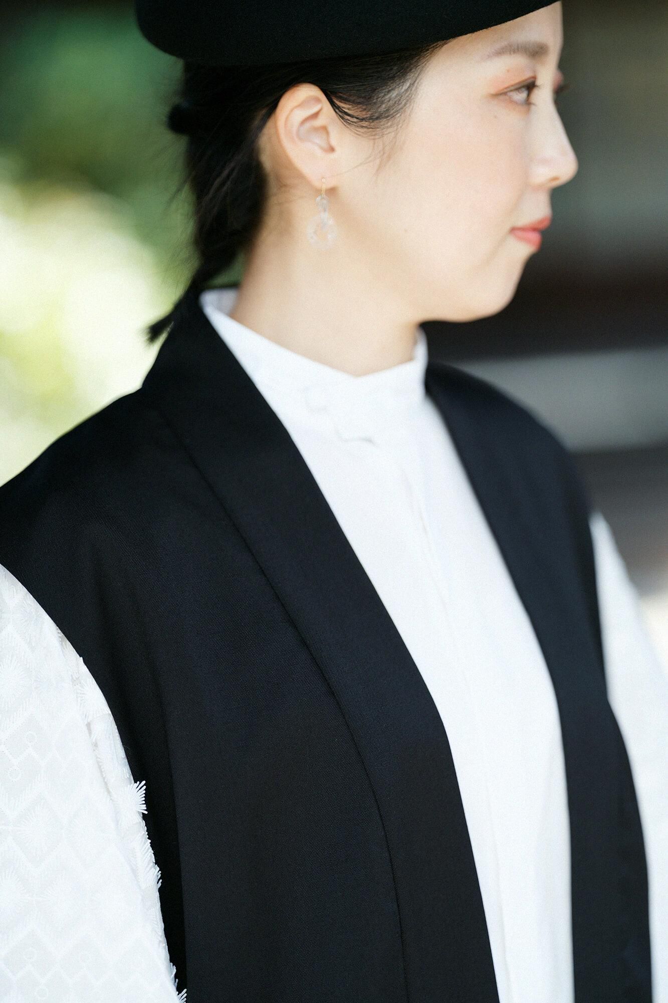 42双 梳毛（そもう） 長中衣（ながちゅうえ） 袷（あわせ）／濡羽色2（ぬればいろ）