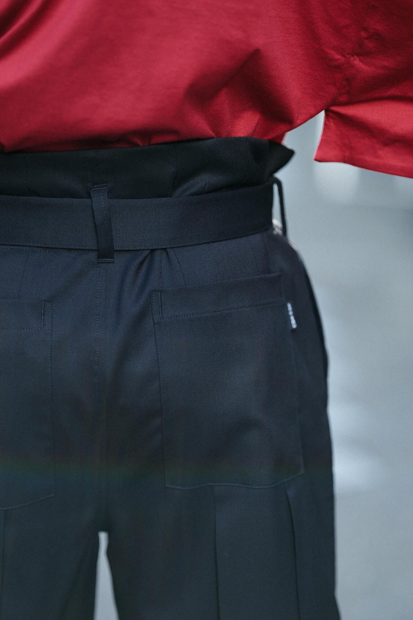 42-count Twin Yarn Combed Yarn Hakama Pants with Lining / Black