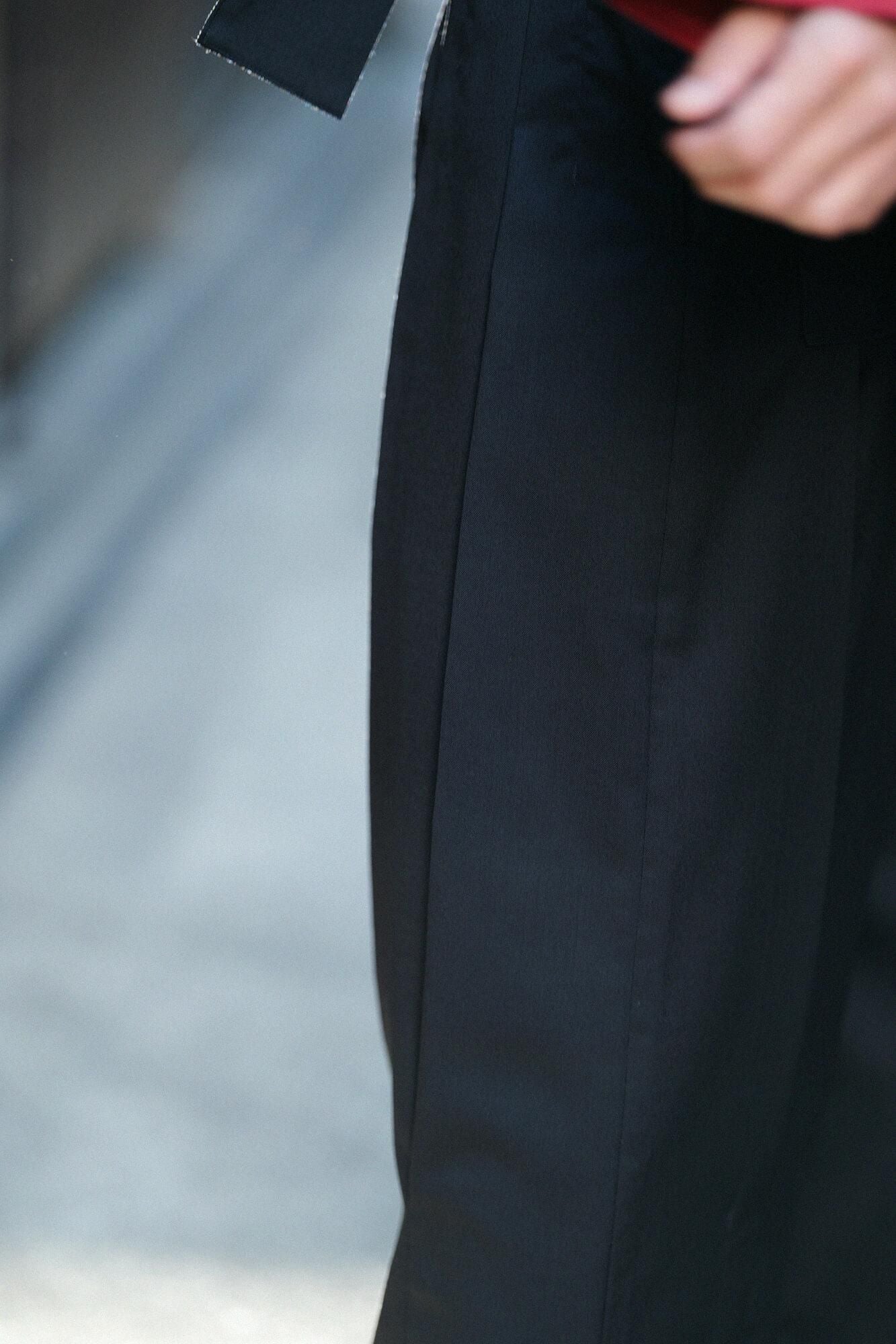 42-count Twin Yarn Combed Yarn Hakama Pants with Lining / Black