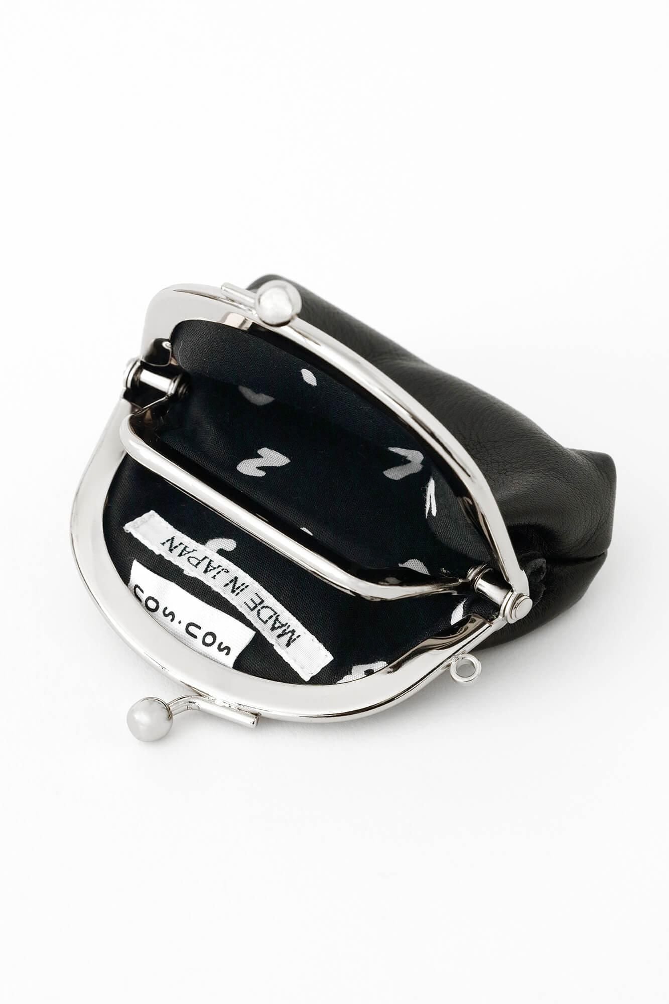 皮革 口金包（小）／黑色×迷你SO-SU-U十數