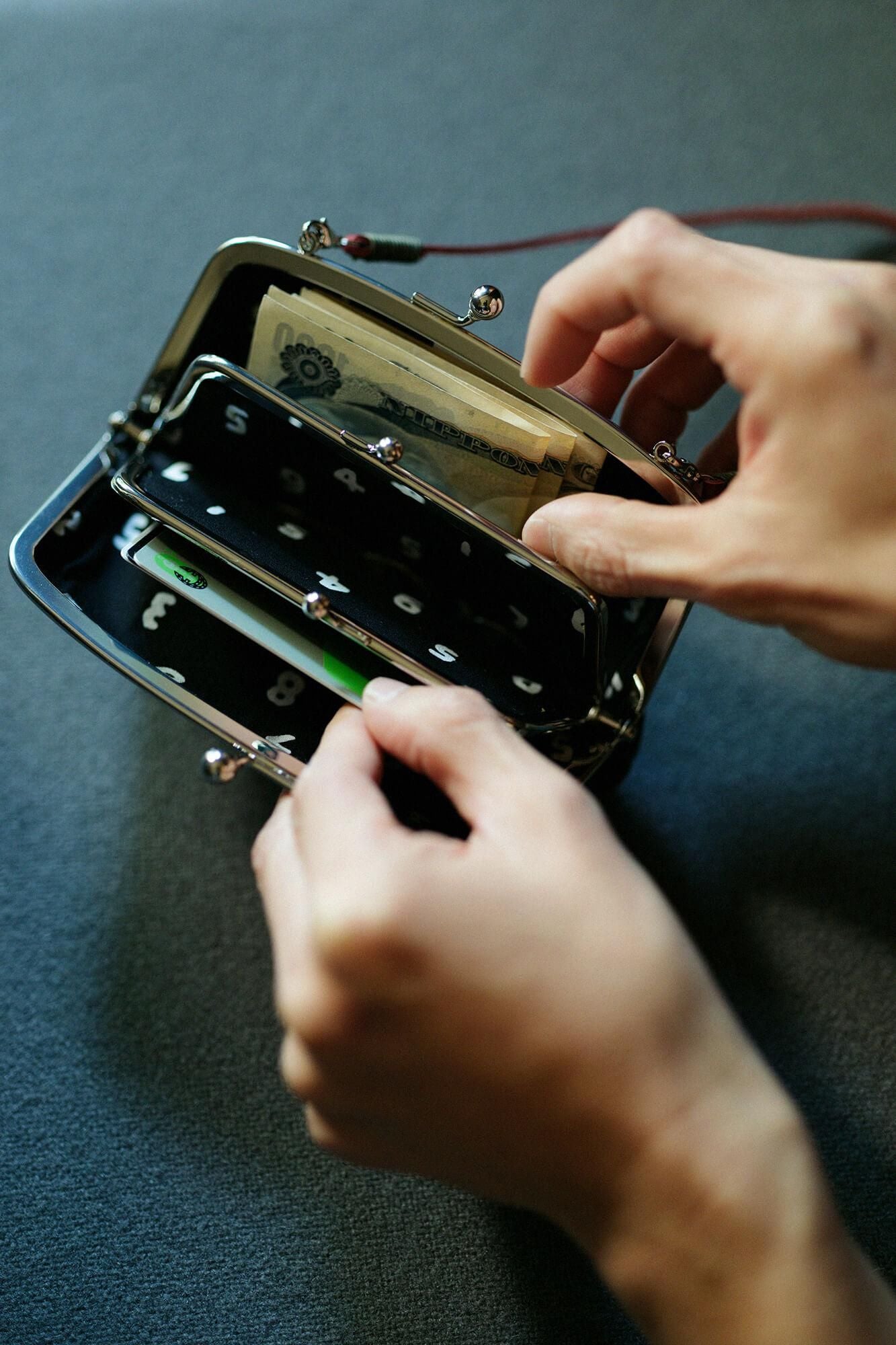 革 がま口 （親子）／濡羽色（ぬればいろ）×豆SO-SU-U