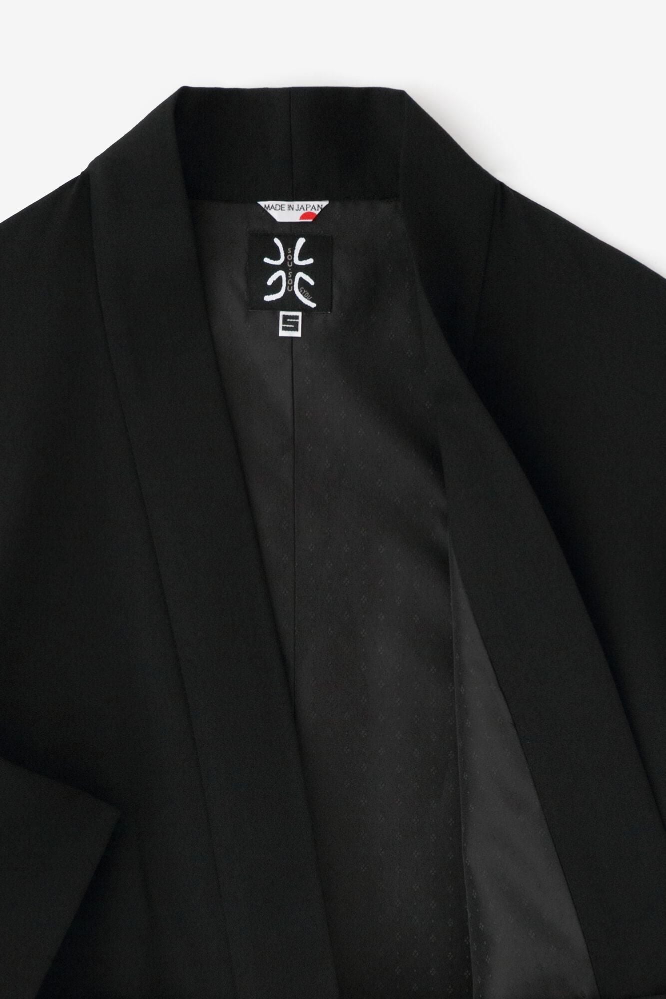 42双 梳毛（そもう） 短羽織（たんばおり） 袷（あわせ）／濡羽色（ぬれ