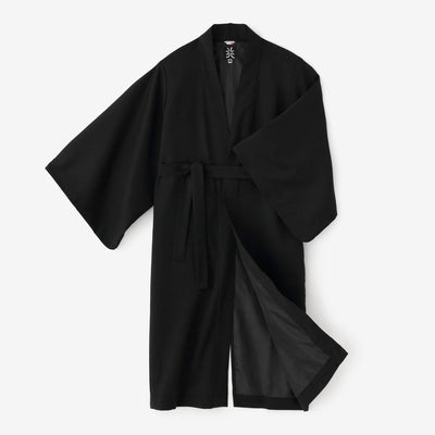 42双 梳毛（そもう） 長羽織（ながばおり） 袷（あわせ）／濡羽色（ぬればいろ）