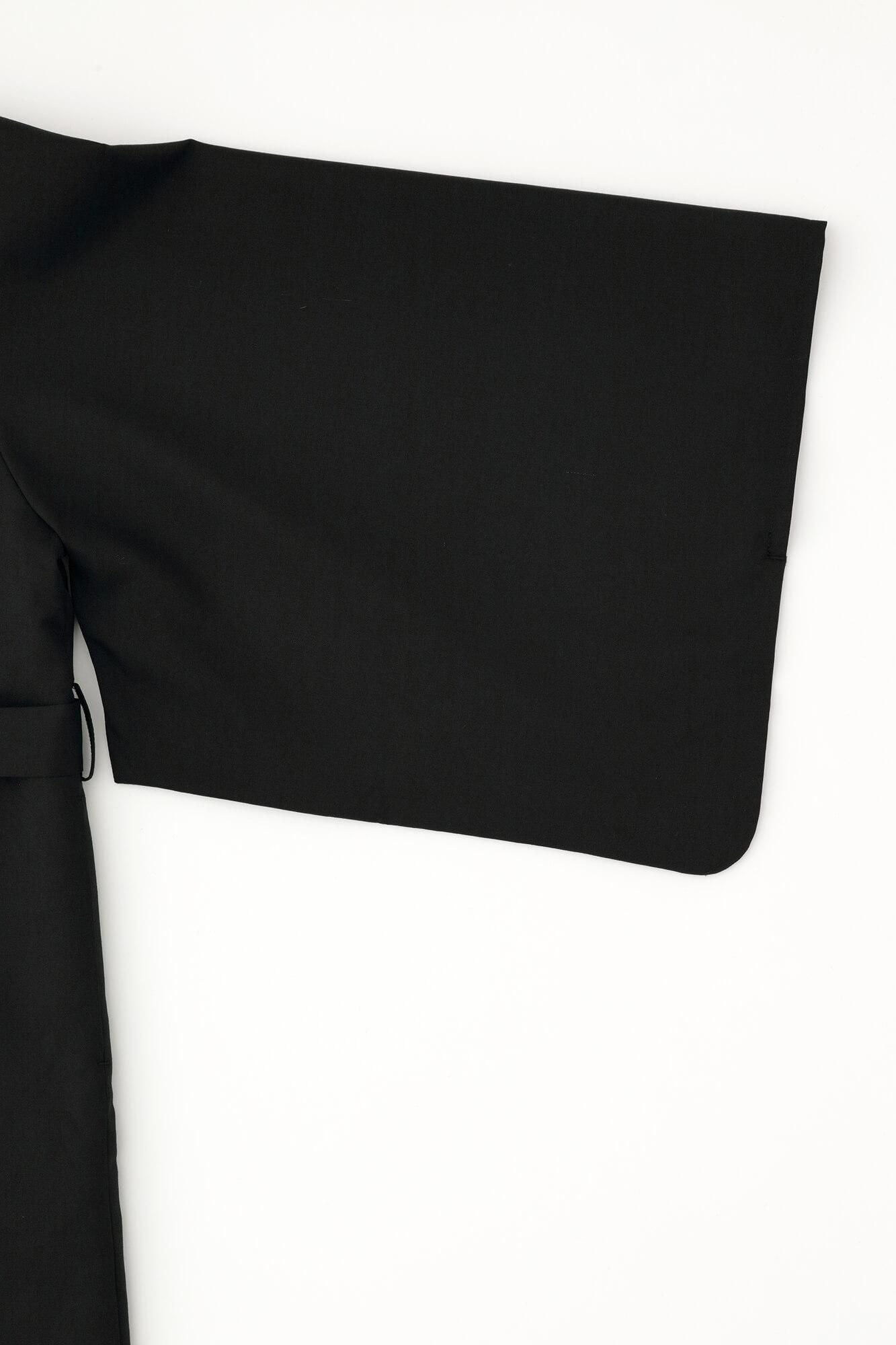 42双 梳毛（そもう） 長羽織（ながばおり） 袷（あわせ）／濡羽色（ぬればいろ）