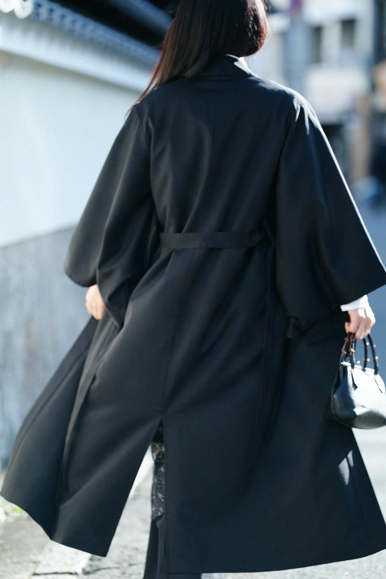 SOUSOU 行 長羽織（ながばおり） 袷（あわせ）羽織 42双 梳毛（そもう） 長羽織（ながばおり） 袷（あわせ）／濡羽色（