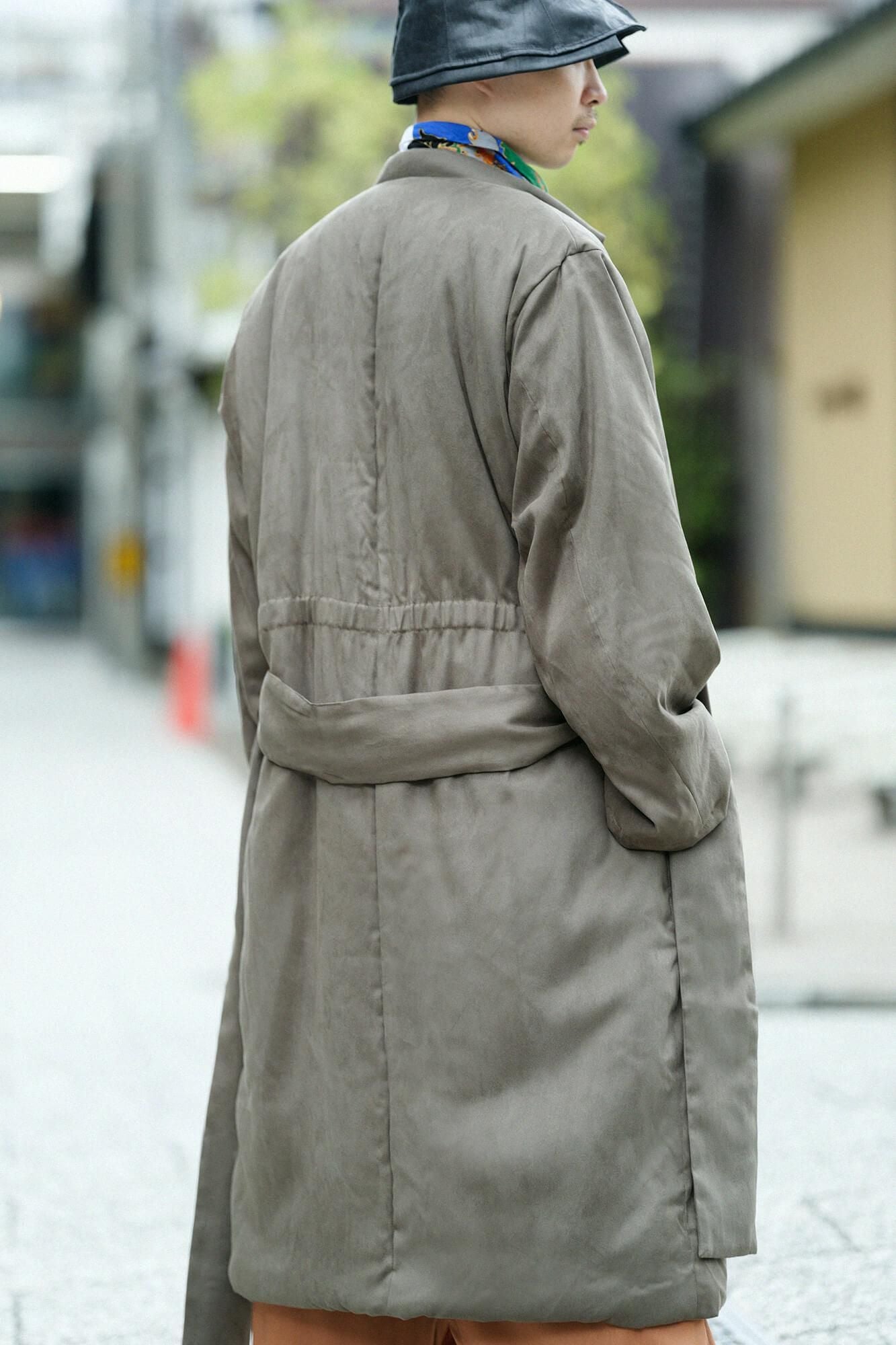 フェイクヌバック 丹前（たんぜん） 中綿袷（なかわたあわせ）／黄枯茶（き