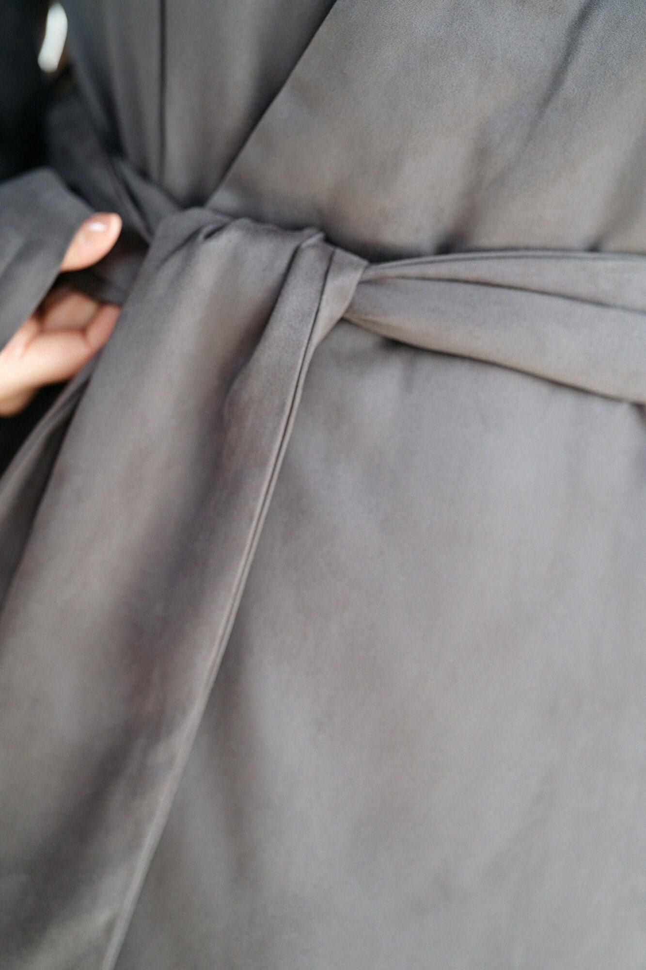 フェイクヌバック 丹前（たんぜん） 中綿袷（なかわたあわせ）／墨色（すみいろ）×環繋ぎ矢車文（かんつなぎやぐるまもん） 写し（うつし）