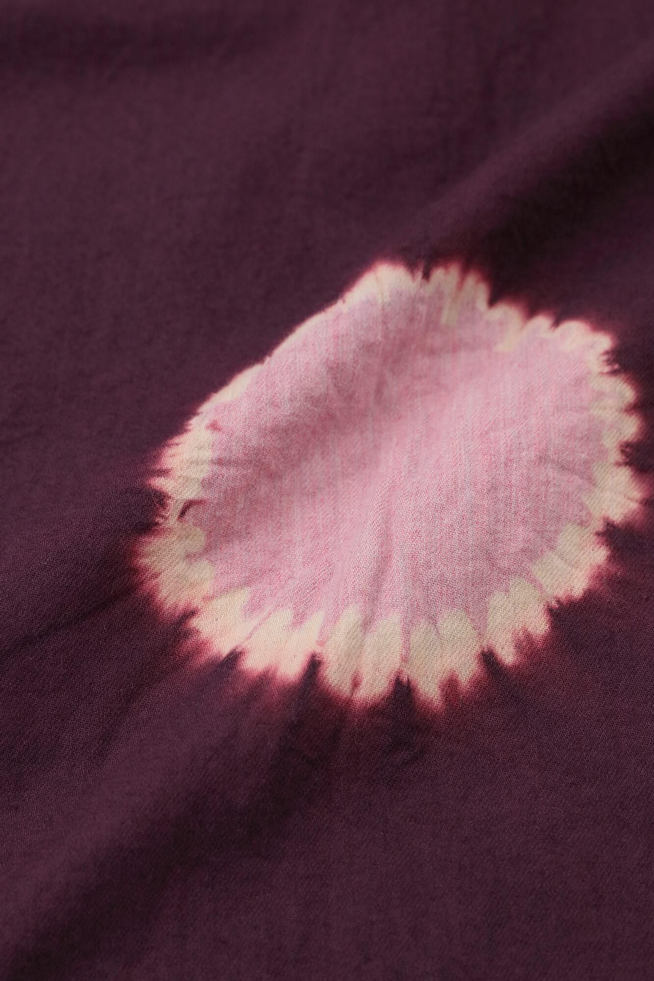 近清絞り 綿毛綾織（めんけあやおり） 薙刀長方形衣（なぎなたちょうほうけい）／水玉大（みずたまだい） 濃紫（こきむらさき）×鴇色（ときいろ）