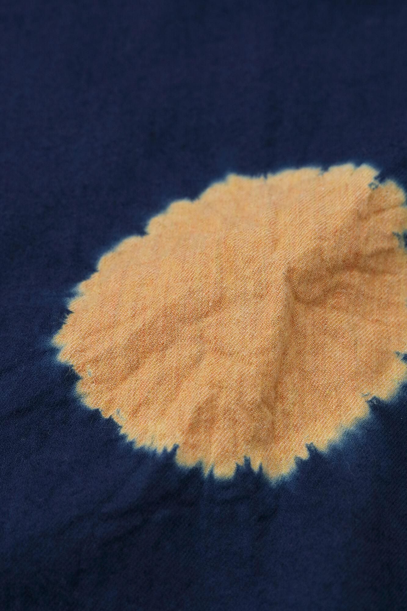 chikaki shibori，蓬松的斜纹编织，naginata矩形衣服， /大圆点，naginata，蓝色蓝色X黄色tan