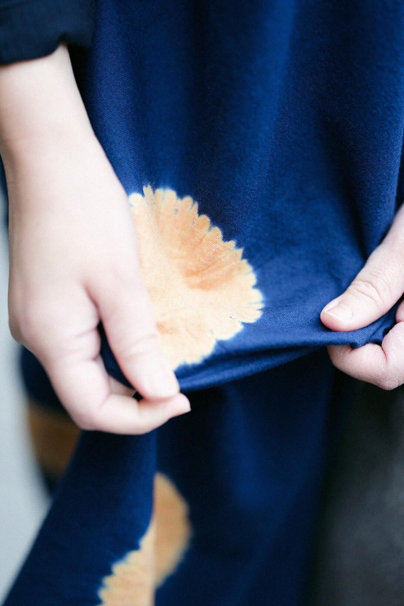 chikaki shibori，蓬松的斜纹编织，naginata矩形衣服， /大圆点，naginata，蓝色蓝色X黄色tan