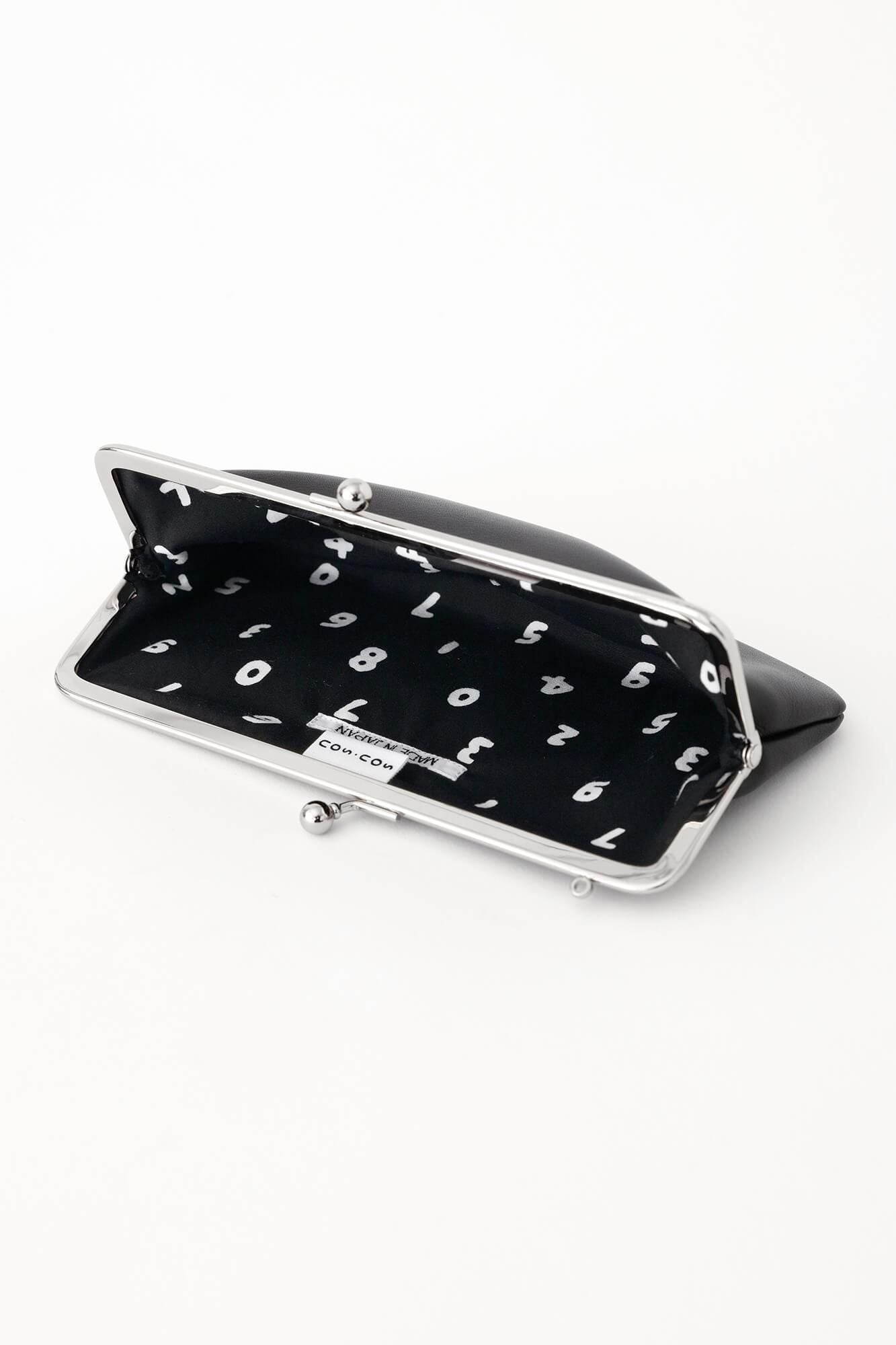 皮革口金包（橫長）／黑色×迷你SO-SU-U十數