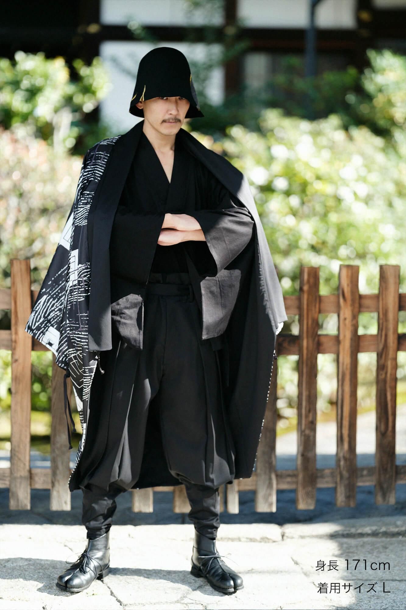 42雙線 梳毛 裁付袴型褲／黑色