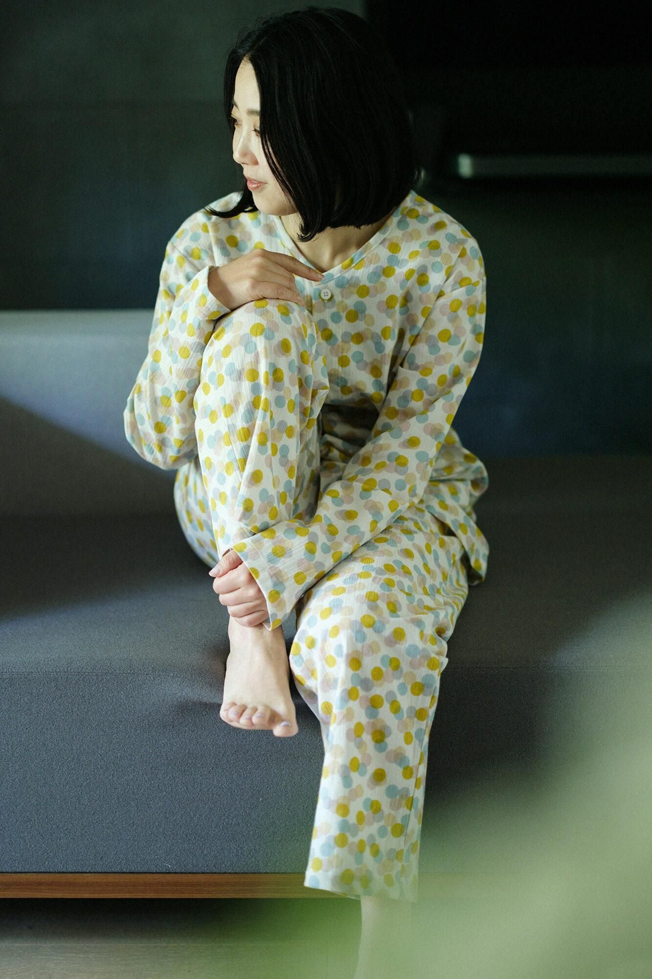 高島縮棉 20/20 圖案紋樣居家服／玻璃珠2