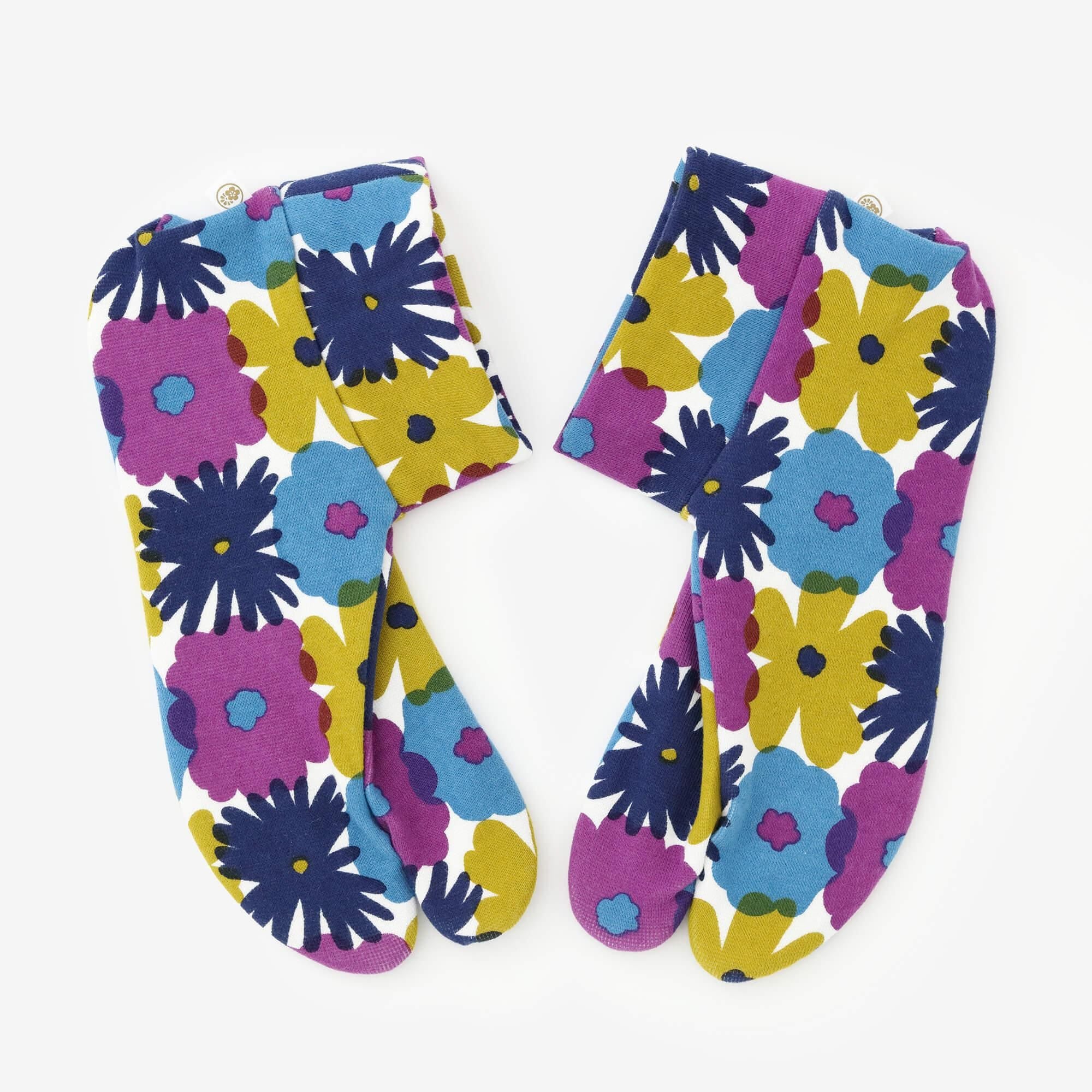 棉質圖案 彈性足袋襪／落落大方 繽紛 ※防滑襪底