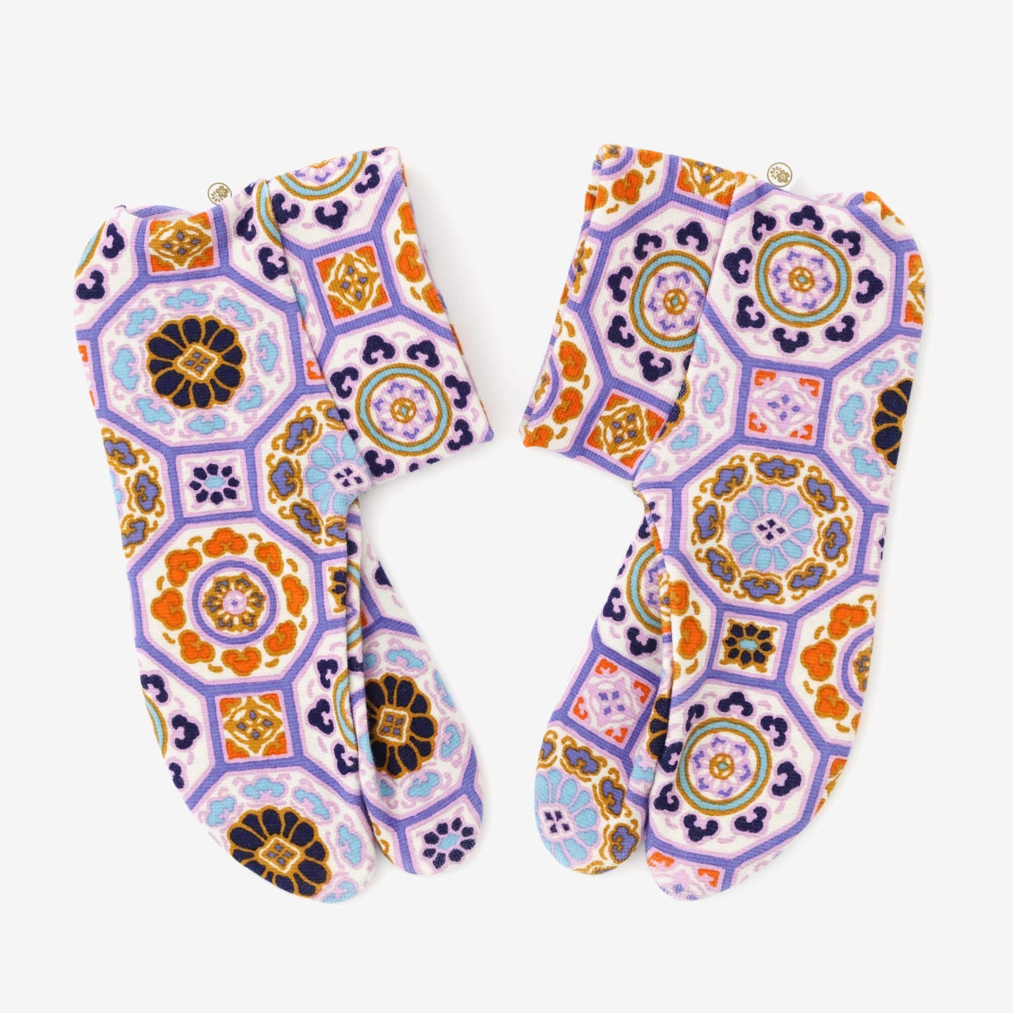 棉質圖案 彈性足袋襪／華麗 ※防滑襪底