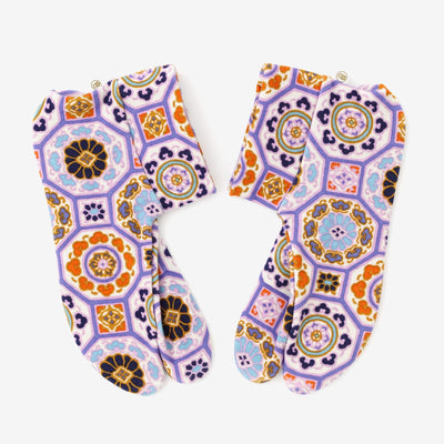 棉質圖案 彈性足袋襪／華麗 ※防滑襪底