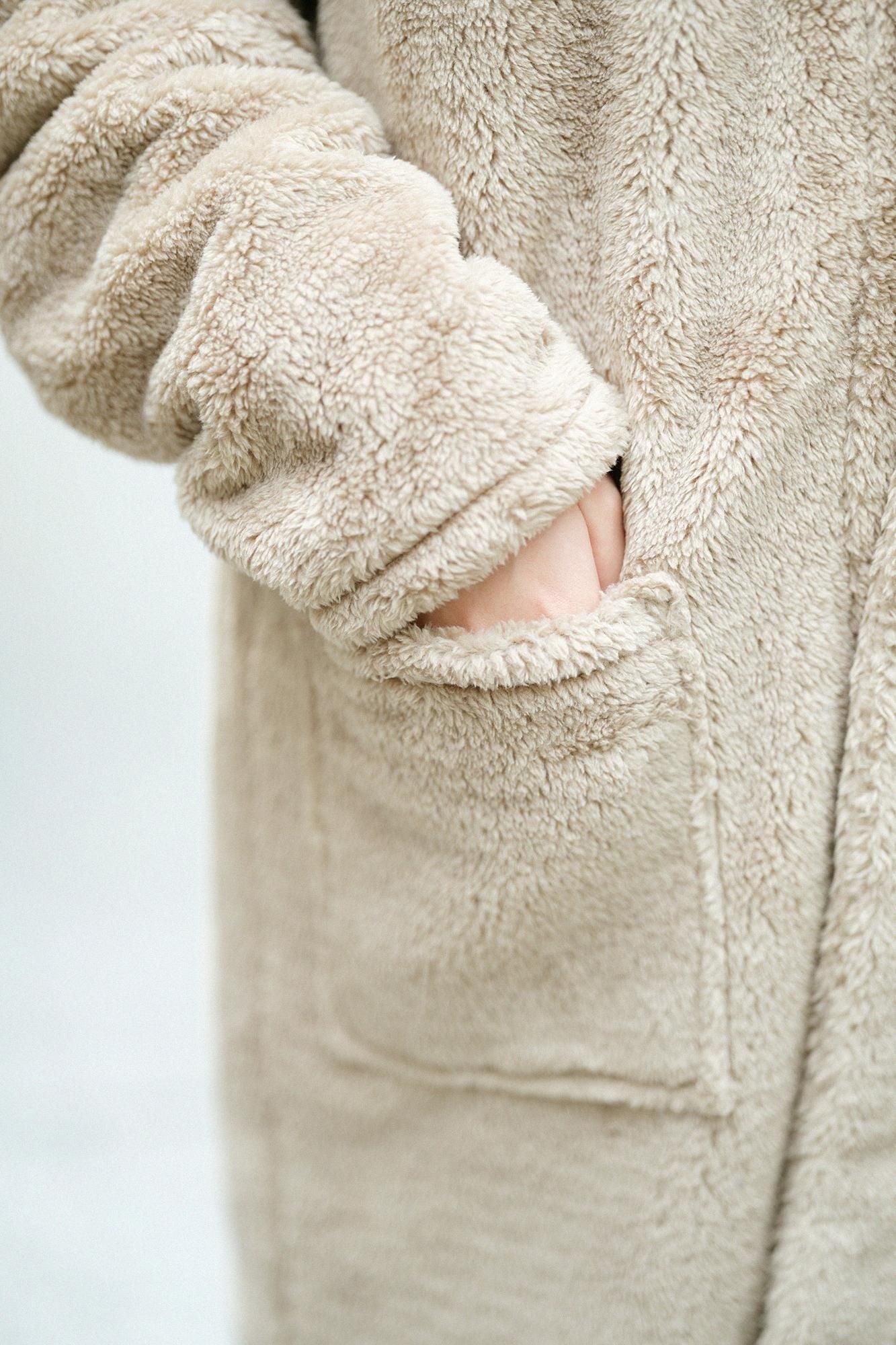 仿毛長袍／榛果色