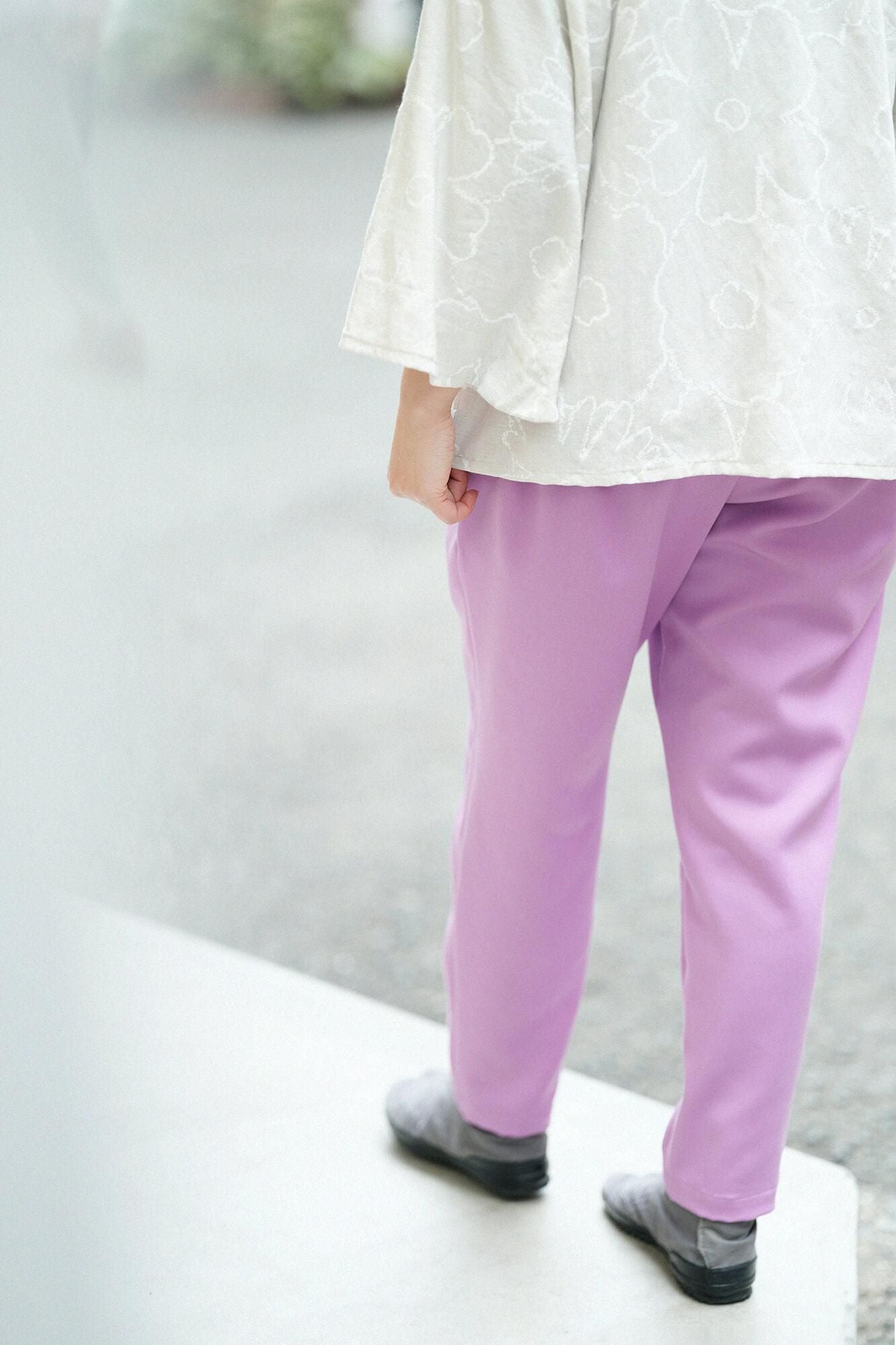 【net限定30%OFF】伸（しん） テンセル 二ノ襞（にのひだ） 細もんぺ／若紫（わかむらさき）