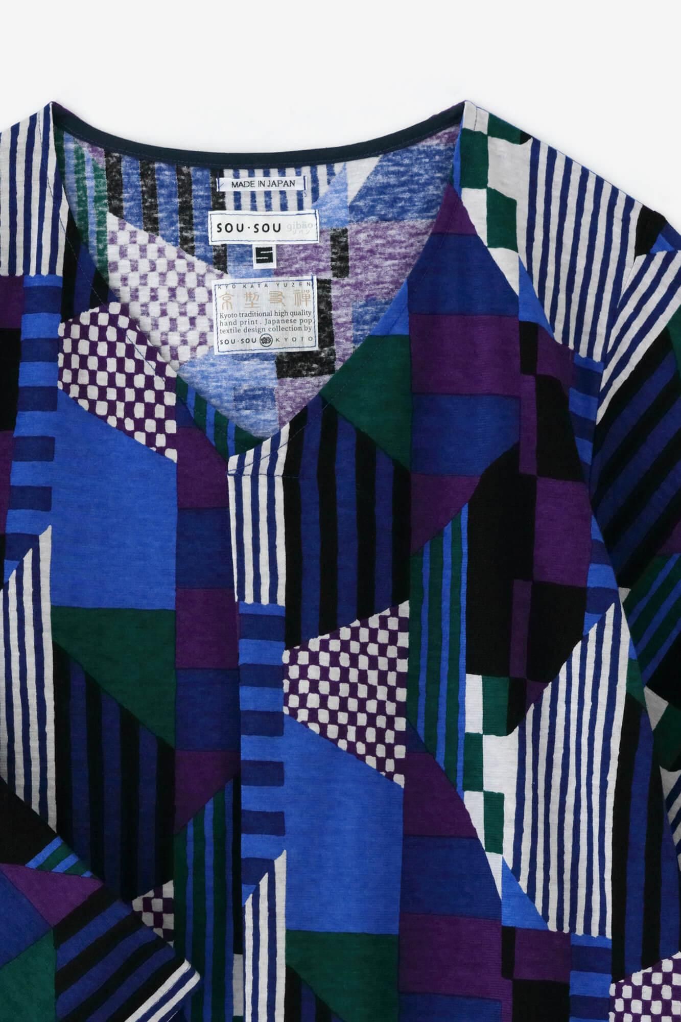 Naginata Pleated Shirt / Geometric Pattern