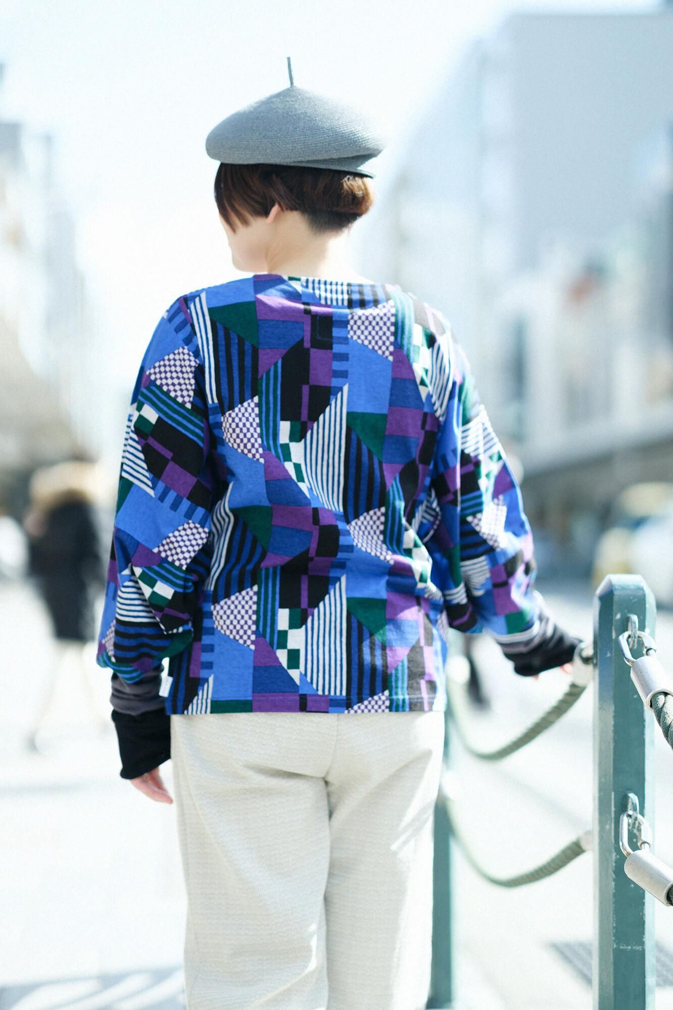 Naginata Pleated Shirt / Geometric Pattern