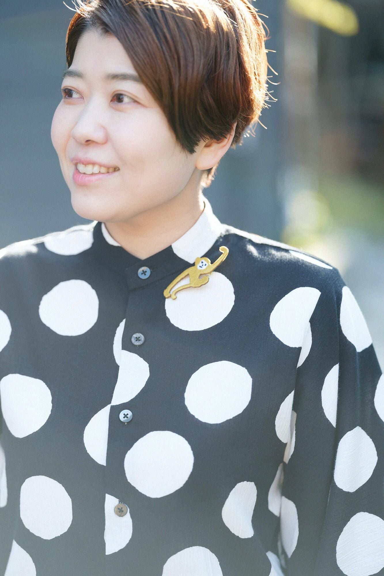 자수 브로치(Shukazari)/원숭이 노란색